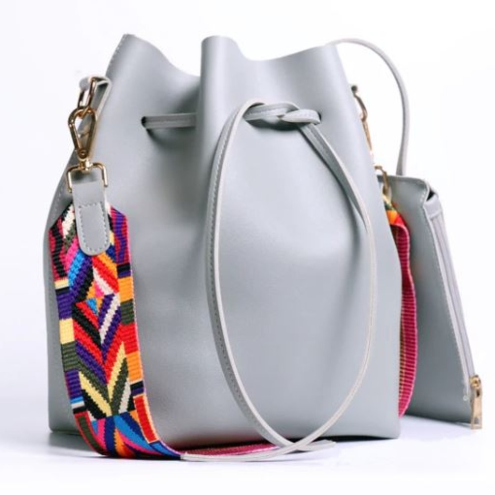 NEW Amaris Drawstring Bucket Bag (Gray) - Picture 4 of 8